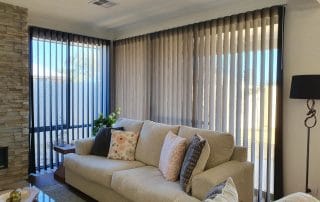 Large panel vertical blinds for a modern living room at Bunbury WA