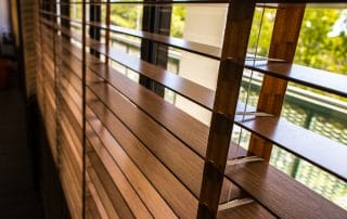 Modern wood venetian blinds for privacy installed at Perth WA